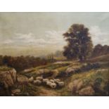 Charles Henry Passey (British 1818-1895), a landscape with sheep, oil on canvas, signed and dated