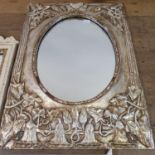 An Art Nouveau style mirror, 72 x 51 cm, and two other mirrors (3)