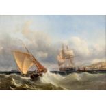 Edwin Hayes (British 1819-1904), Fresh Breeze off Kingston Dublin Bay, oil on canvas, indistinctly