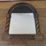 A painted dome topped wall mirror, highlighted in gilt, 44 x 37 cm