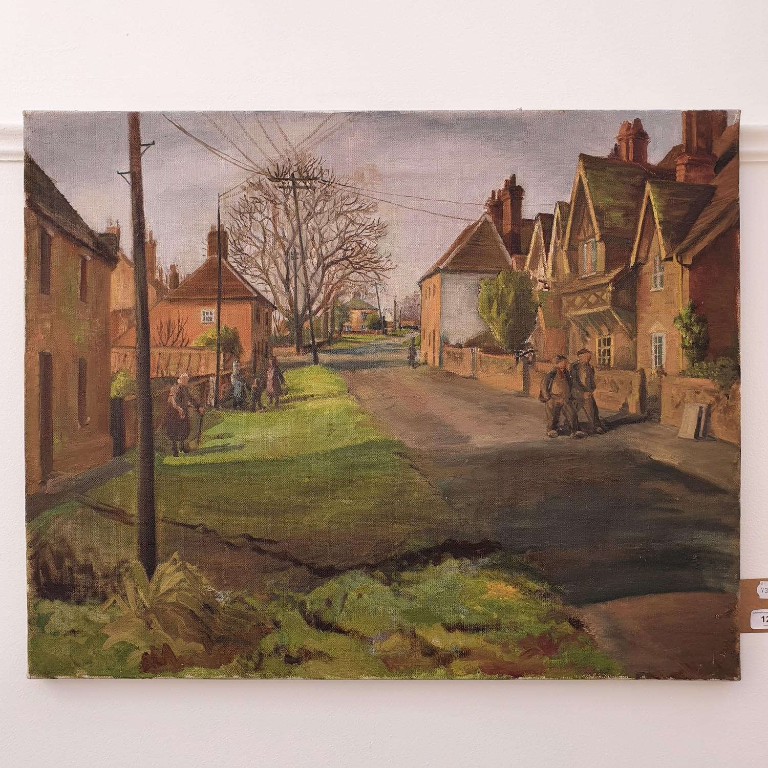 English school, 20th century, a street scene with figures, oil on canvas, 60 x 77 cm - Image 2 of 3