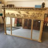 A 19th century gilt gesso overmantle mirror, with a classical frieze, 93 x 135 cm
