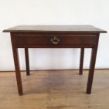 A 19th century oak side table, with drawer, on square legs, 90 cm wide