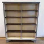 A painted bookcase, 170 cm high x 140 cm wide