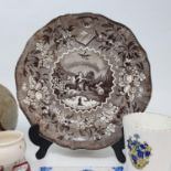 A 19th century transfer printed plate, Peace on Earth, and various other decorative ceramics (4