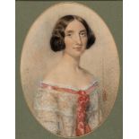 English school, 19th century, a portrait of a lady, watercolour, 19 x 13 cm