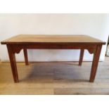 A pine kitchen table, the top 154 x 79 cm