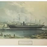 A modern print of SS Great Britain, 34 x 47 cm and six other prints (7)
