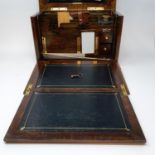 An early 20th century stationery box, with a fitted interior, top initialled D W in silver