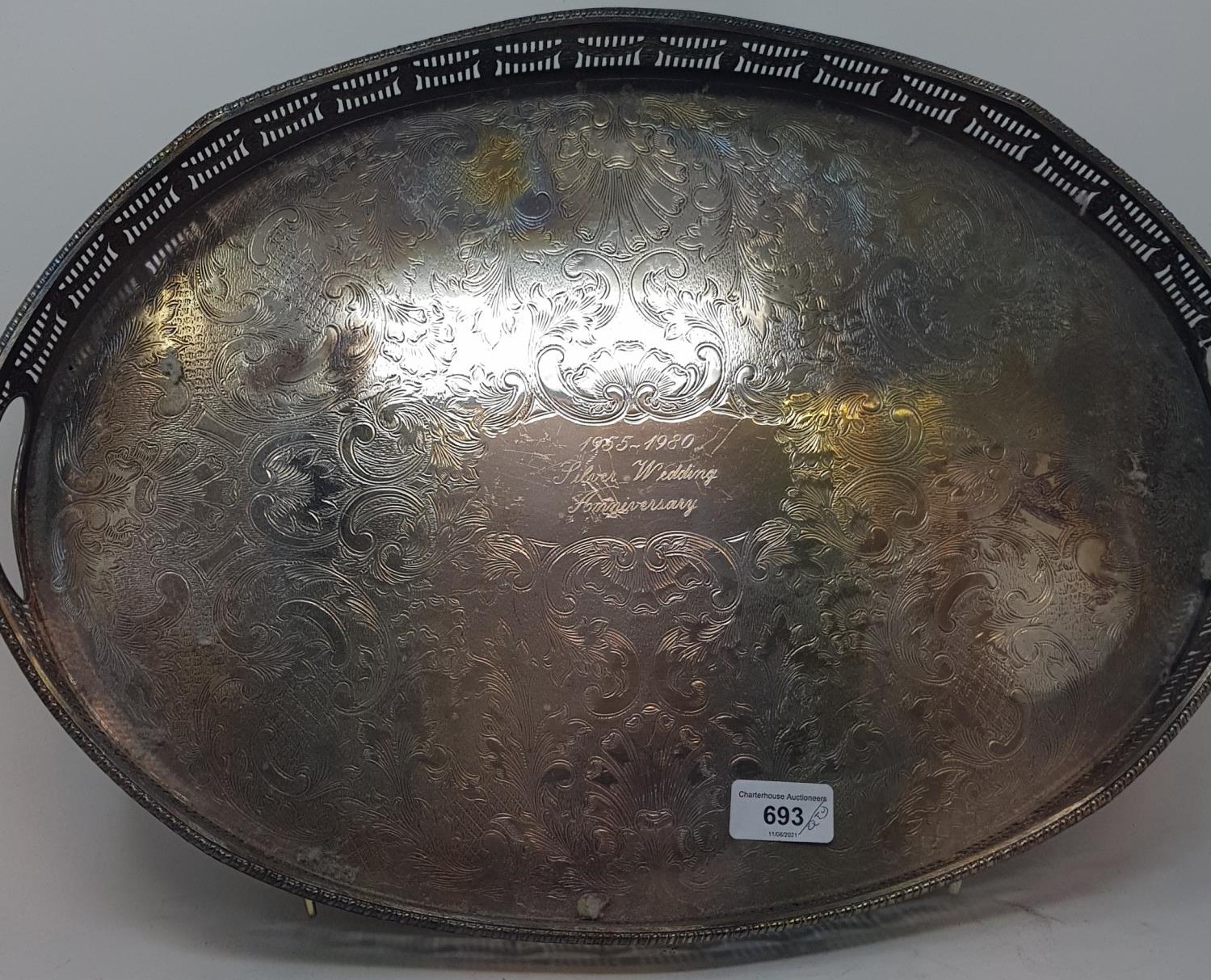 A silver plated oval tray, and various silver plate