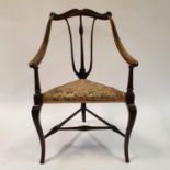 An early 20th century corner chair no signs of worm, the left hand arm (as you sit in the chair) has