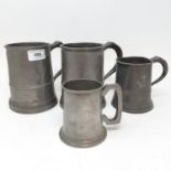 Four pewter mugs, and various other items (box)