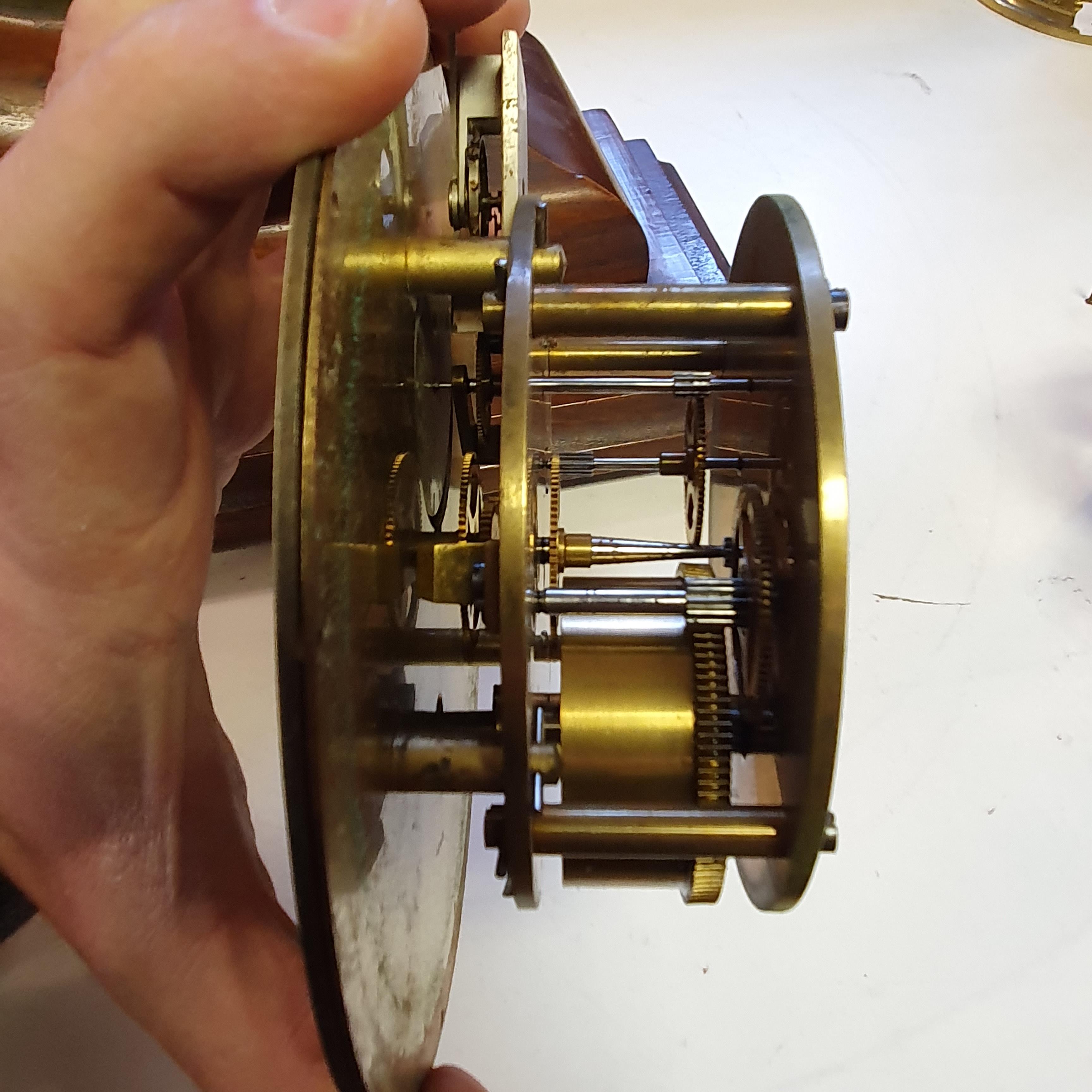 An Imperial German Navy bulkhead type clock, the 15 cm diameter silvered dial signed Franz Happe - Image 5 of 11