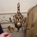 A Dutch style brass four branch chandelier, 48 cm diameter
