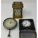 An Elgin dashboard clock, with Arabic numerals, a carriage clock, and a travelling clock (3)