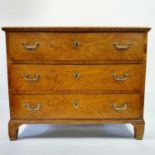 A Continental walnut chest, having three drawers, 98 cm wide 50 cm Deep 98 cm Wide 79 cm Tall