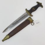 A Third Reich SS dagger, the blade mark Gottleib Hammesfahr Solingen-Foch, with a scabbard, attic