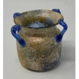 A Roman style glass jar, with blue handles, 6 cm From private collection in Dorset, acquired from