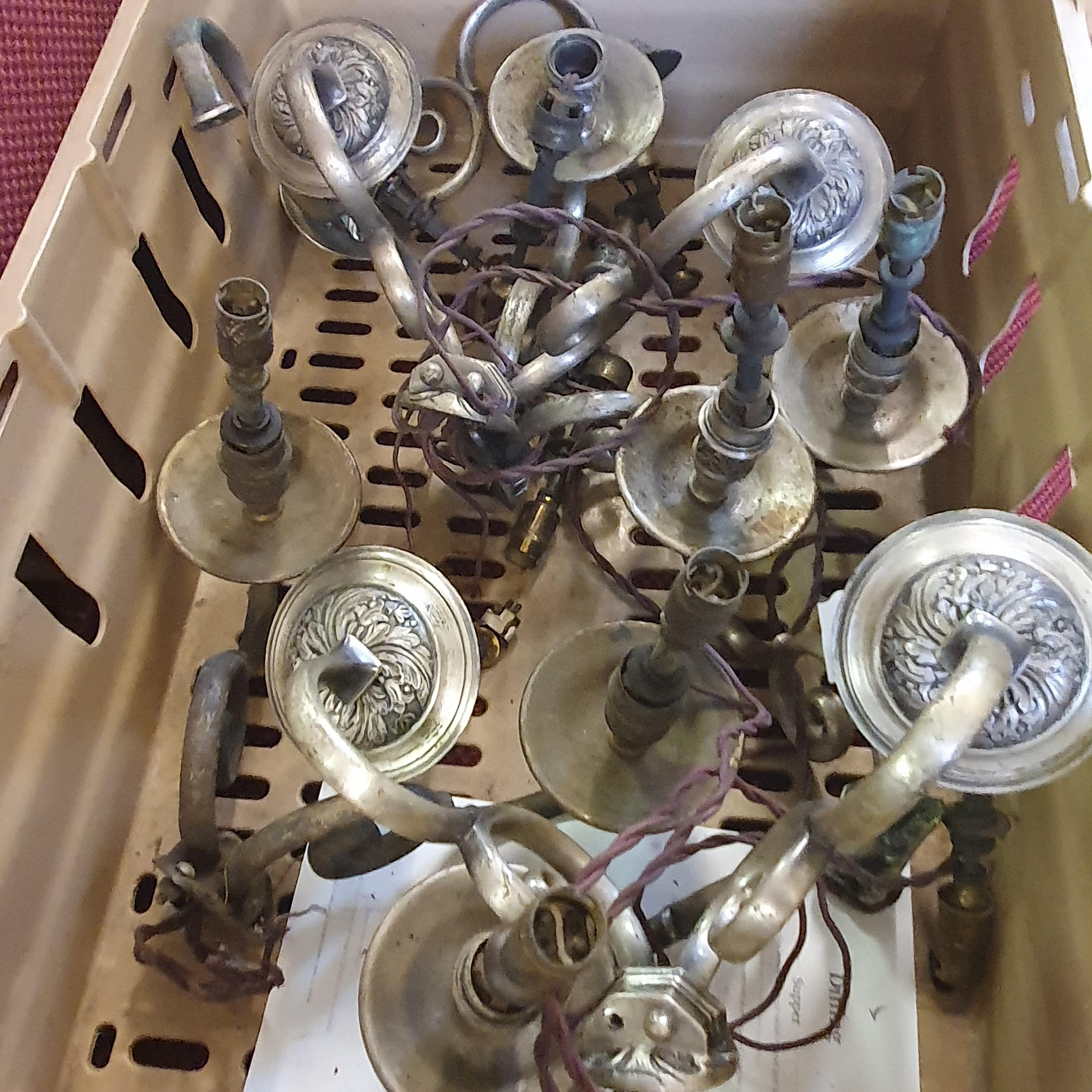 Seven silver plated two branch wall lights (box) - Image 2 of 2