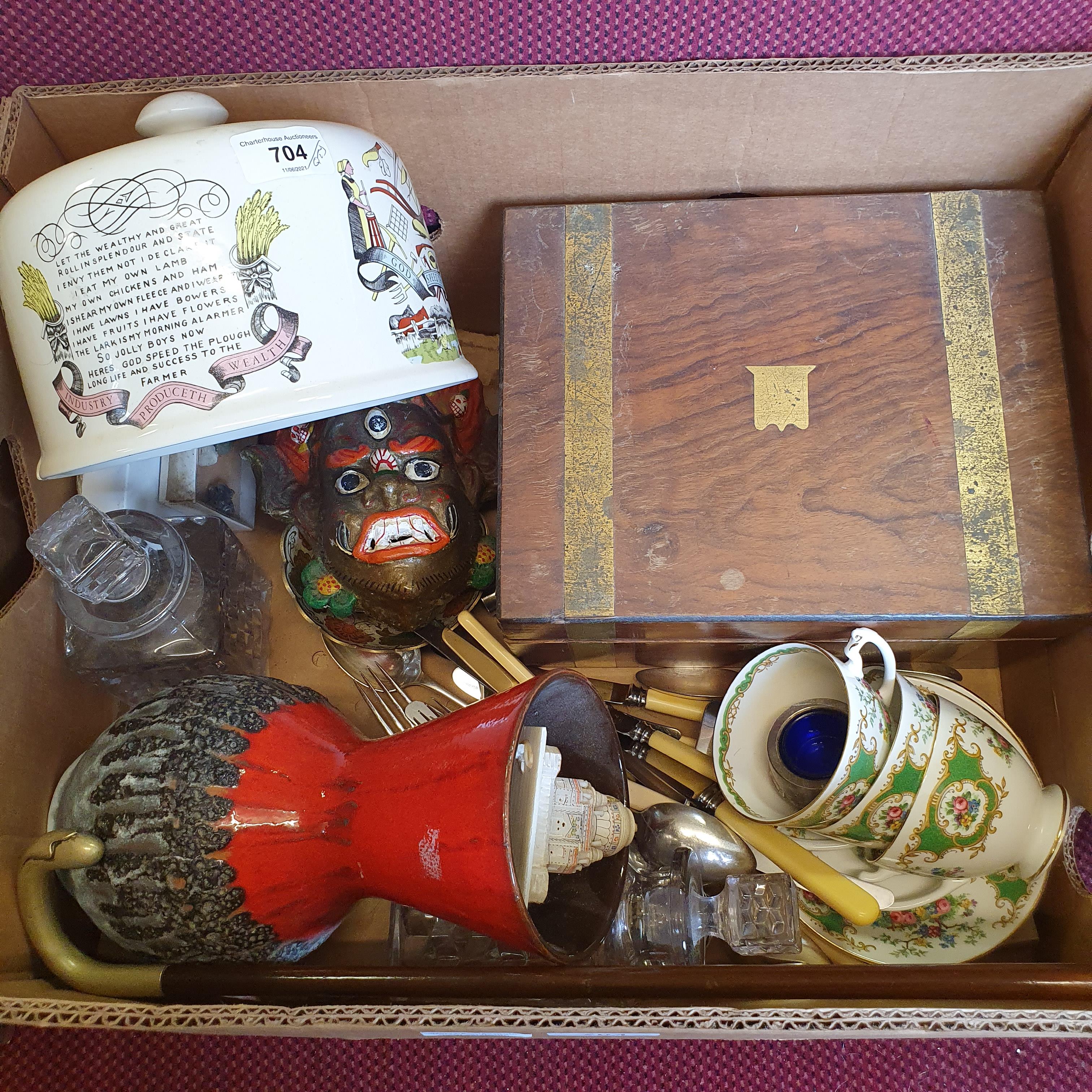 A canteen of silver plated cutlery, a walnut writing slope, assorted ceramics, glass, pictures and - Image 4 of 5