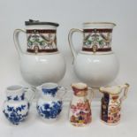 A pair of jugs, decorated phoenix, other ceramics and glass (4 boxes)