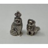 Two silver cat figures modern
