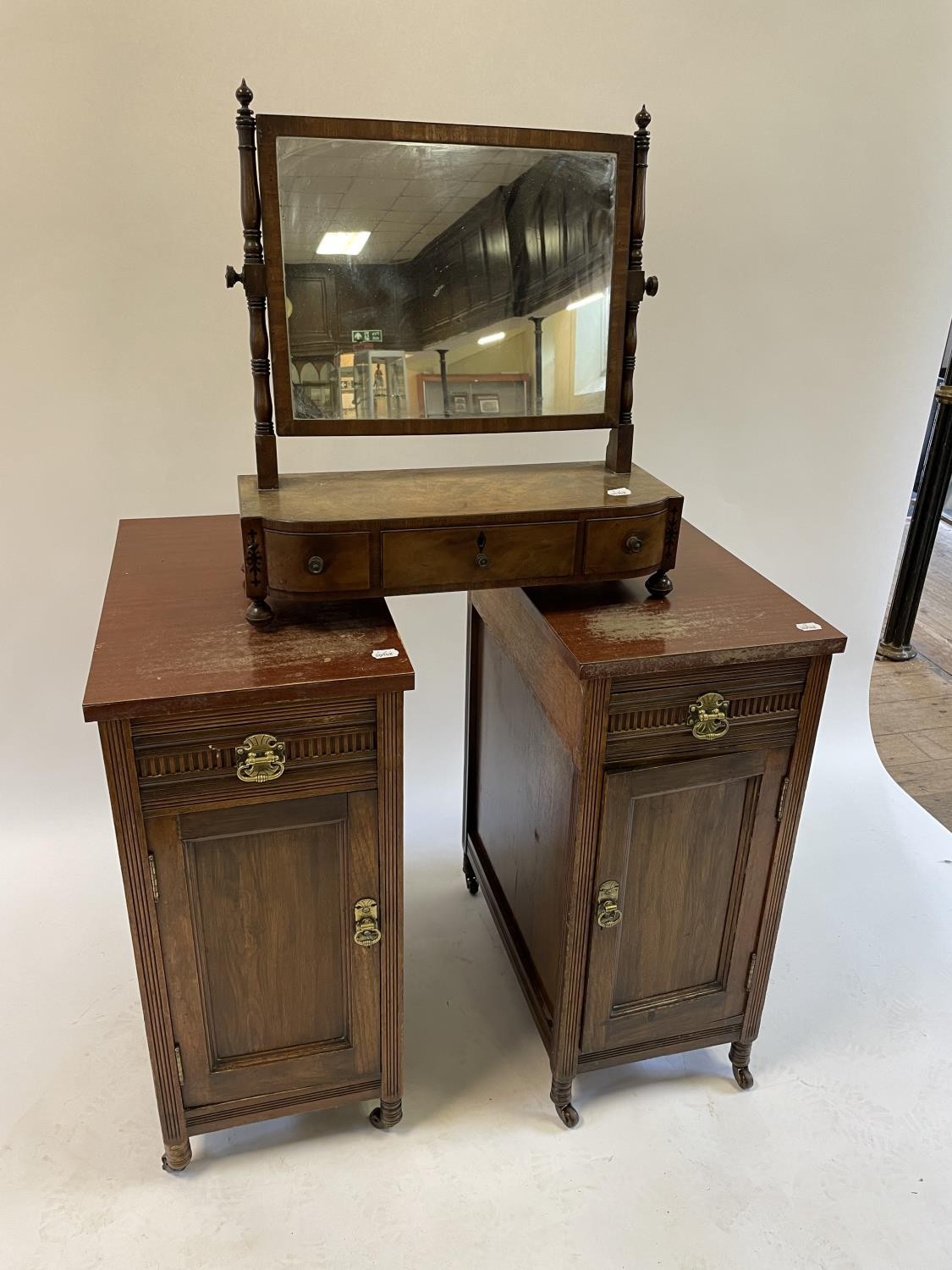 A mahogany Pembroke table, 75 cm wide, two mahogany pedestals converted from a sideboard, a coffee - Image 2 of 2