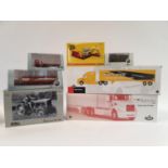 A Vision Mack tractor with trailer, boxed, and various other boxed and unboxed model cars and