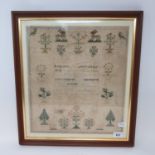 A 19th century sampler, by Elizabeth Anstee aged 16, dated 1855