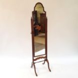 A mahogany cheval mirror, 162 cm high