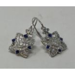 A pair of 9ct gold, sapphire and diamond earrings