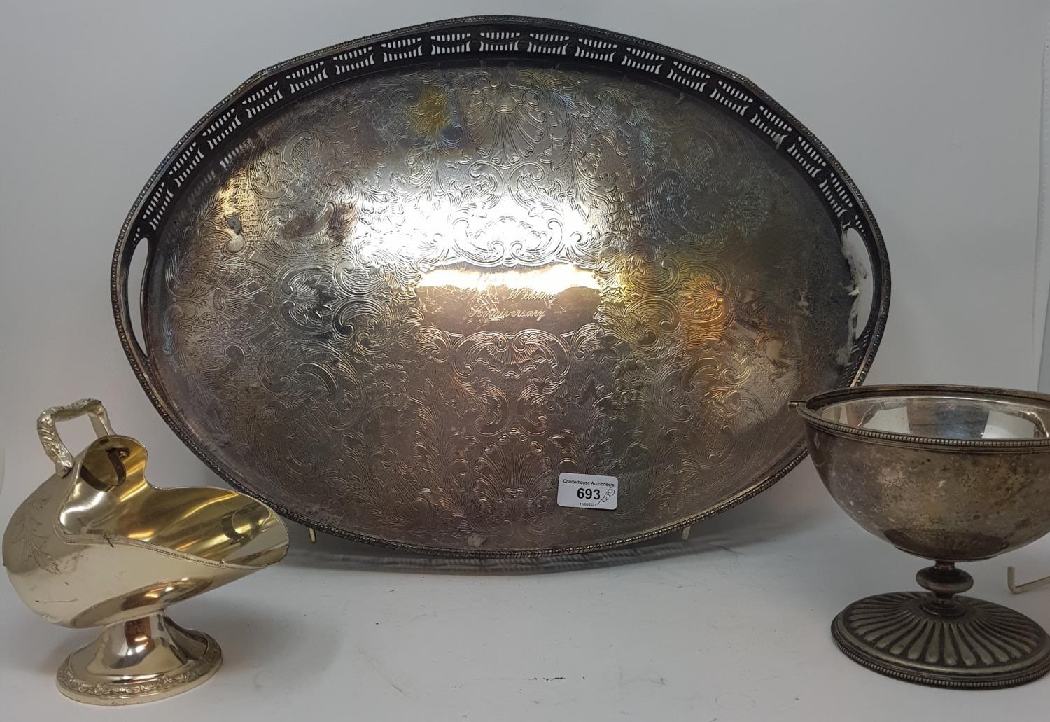 A silver plated oval tray, and various silver plate - Image 3 of 3