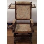 A walnut framed rocking chair, metal standard lamp and various prints (qty)