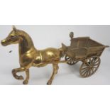 A brass figure of a horse and cart, and various other items (box)