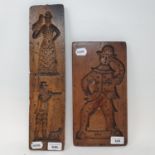 A treen gingerbread mould, 30 cm, and another 40 cm (2) The taller one with sign of worm