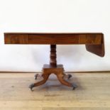 A 19th century mahogany sofa table, 108 cm wide one drop leaf loose/split