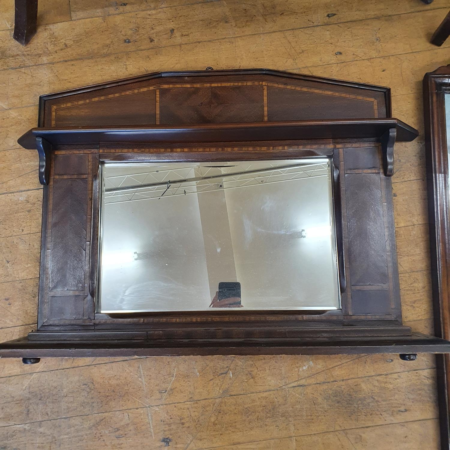 A 19th century mahogany corner washstand, 70 cm wide, a mahogany gateleg table, two mirrors, and a - Image 2 of 4