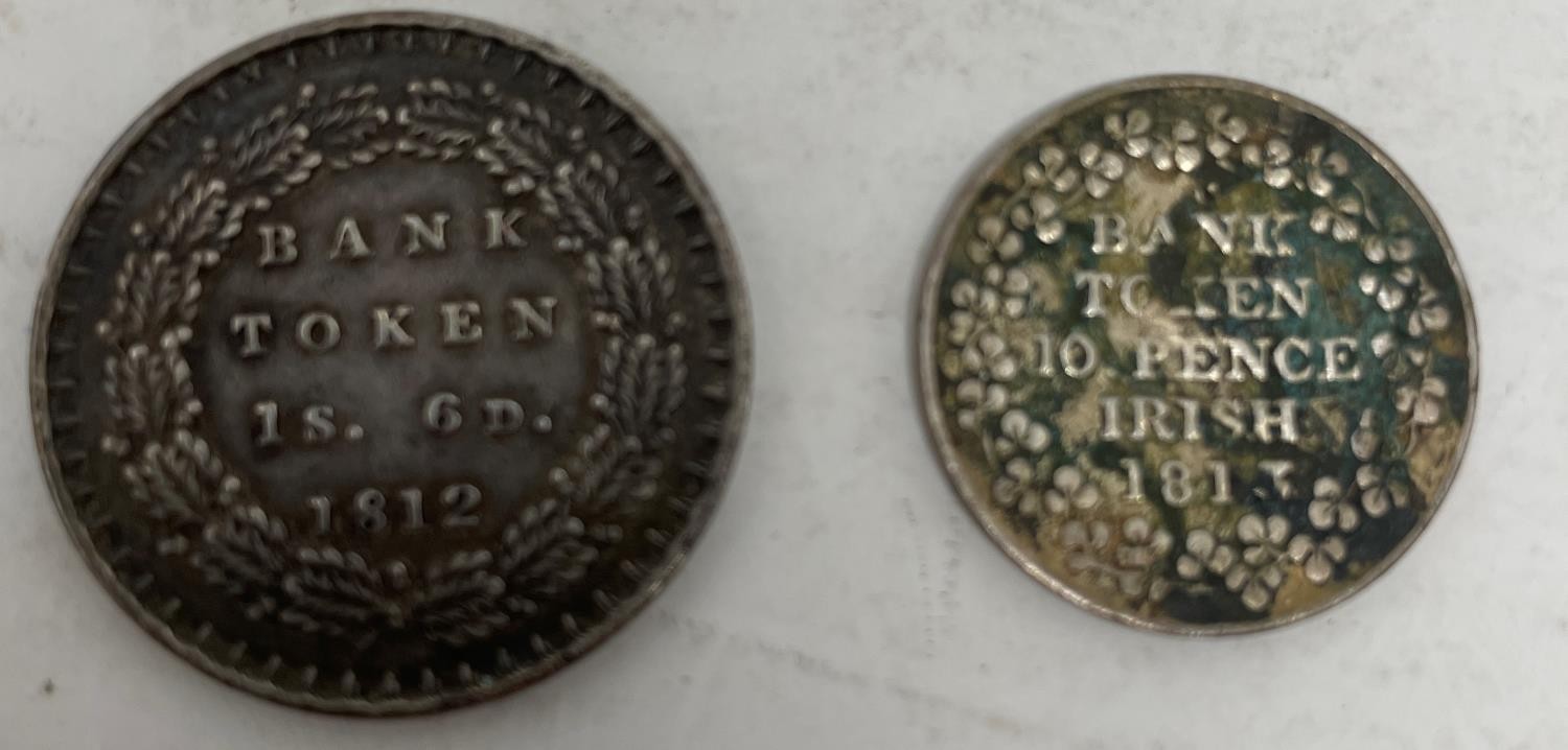 A George III 1s 6d Bank Token, 1812, and an Irish 10d Bank Token, 1811 (2) - Image 2 of 2