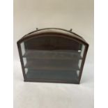 A mahogany domed top wall hanging display cabinet, 84 cm wide