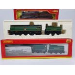 A Hornby Tri-ang OO gauge 4-6-2 West Country class locomotive and tender, boxed, various other Tri-