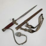 A Third Reich army dagger, the blade mark E & F Horster Soliengen, with a scabbard and a hanger,