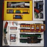 Assorted Hornby OO gauge locomotives, rolling stock, buildings and related items, (2 boxes) well