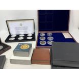 Assorted modern silver commemorative medallions, all boxed