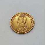 A Queen Victoria shield half sovereign, 1892