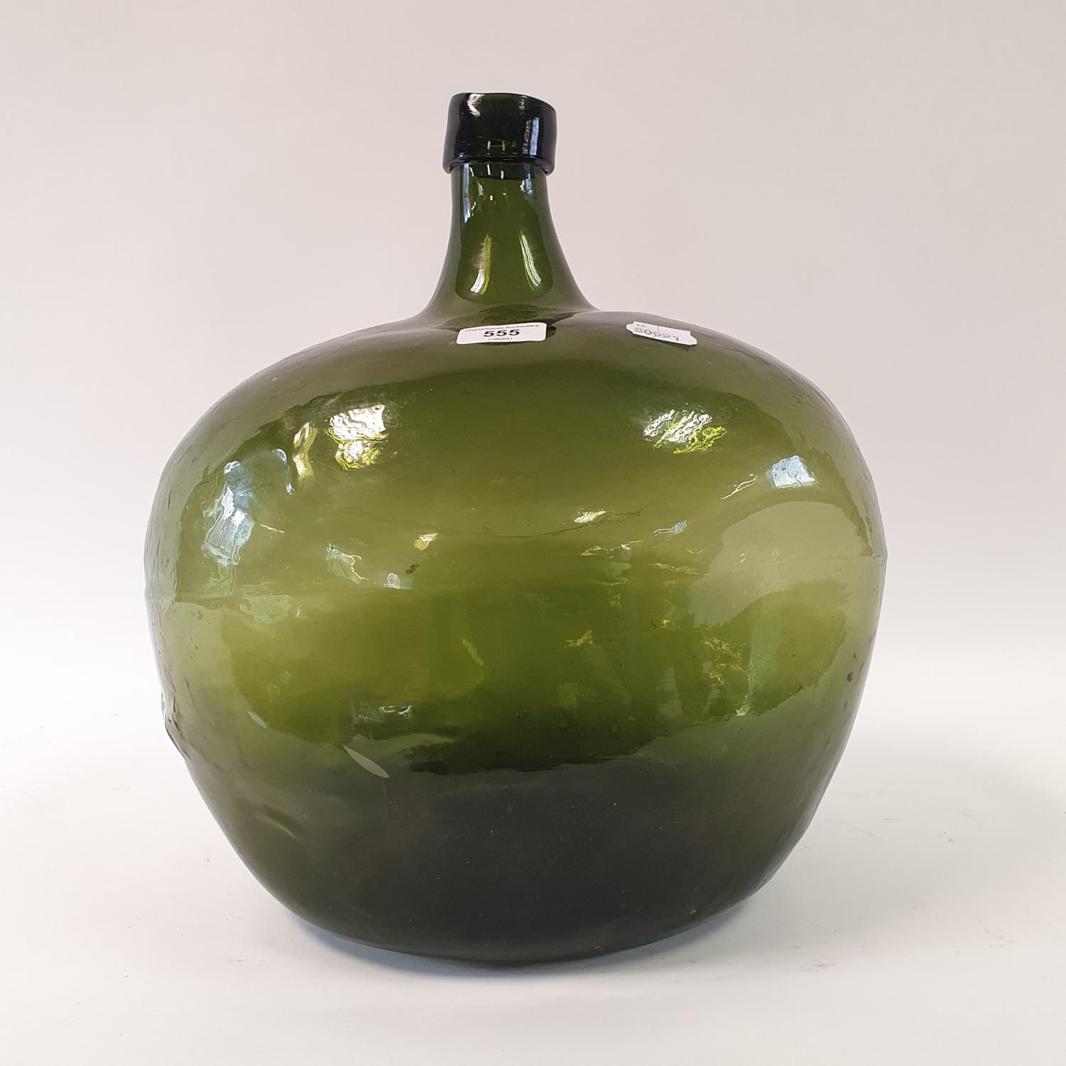 A large green glass bottle, 44 cm high - Image 2 of 2