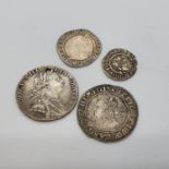 An Elizabeth I sixpence, 1566, and three other coins (4)