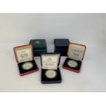 A Jersey silver proof £1 coin, 1989, and others similar, all boxed