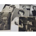 A group of film star monochrome studio type photographs, some signed, including Lana Turner, Clark