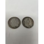A George II half crown, 1671, and a William & Mary half crown, 1689 (2)