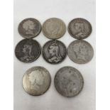 A George III crown, 1820, and seven other crowns (8)